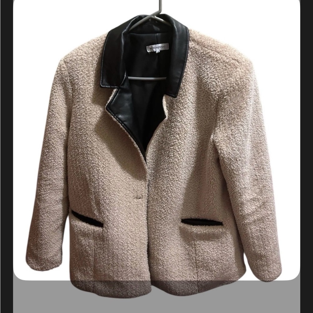 WeWoreWhat Faux Fur Blazer in Ivory & Black